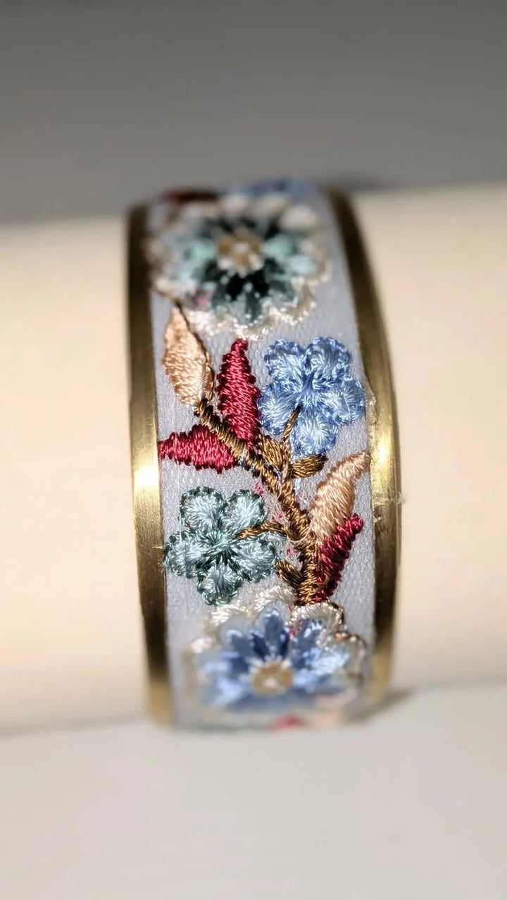 Pastel Flowers Embroidered Cuff Bracelet ZAD