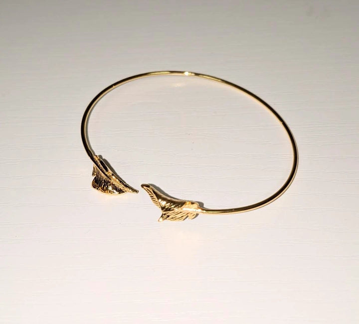 Gold Leaf Bracelet, Non Tarnish Gold Open Bangle Bracelet Furano Studio